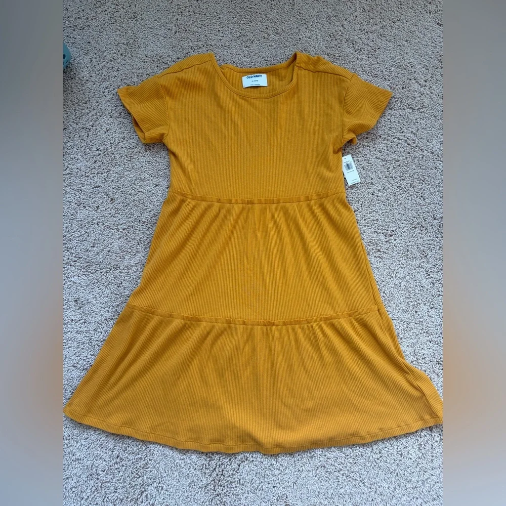 Old Navy Olive Green Dress and Mustard Yellow Kids Dress Size 14-16